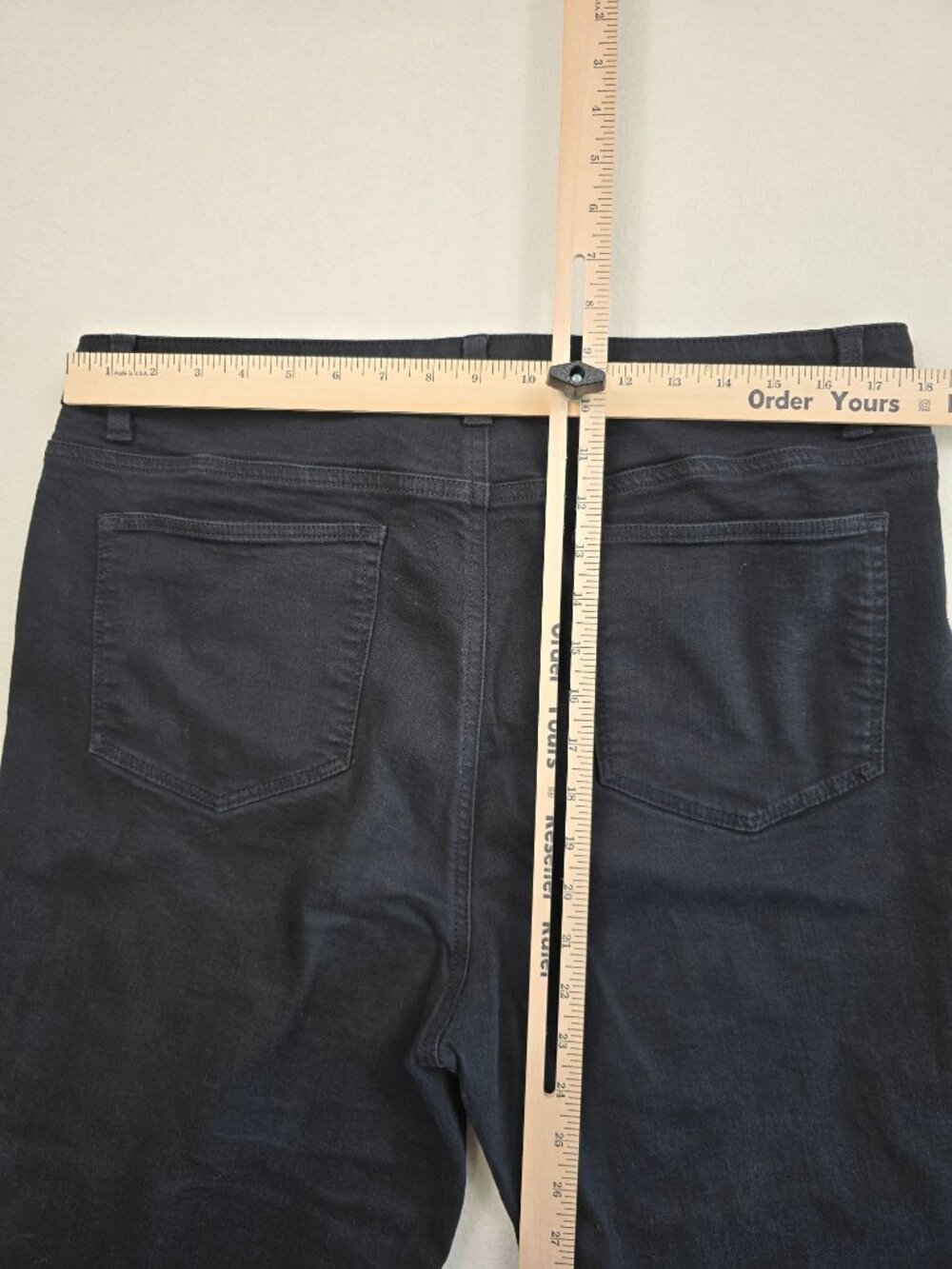 Talbots Womens Straight Leg High Waisted Jeans Size 16 Black Denim Frayed Hem - Picture 7 of 7